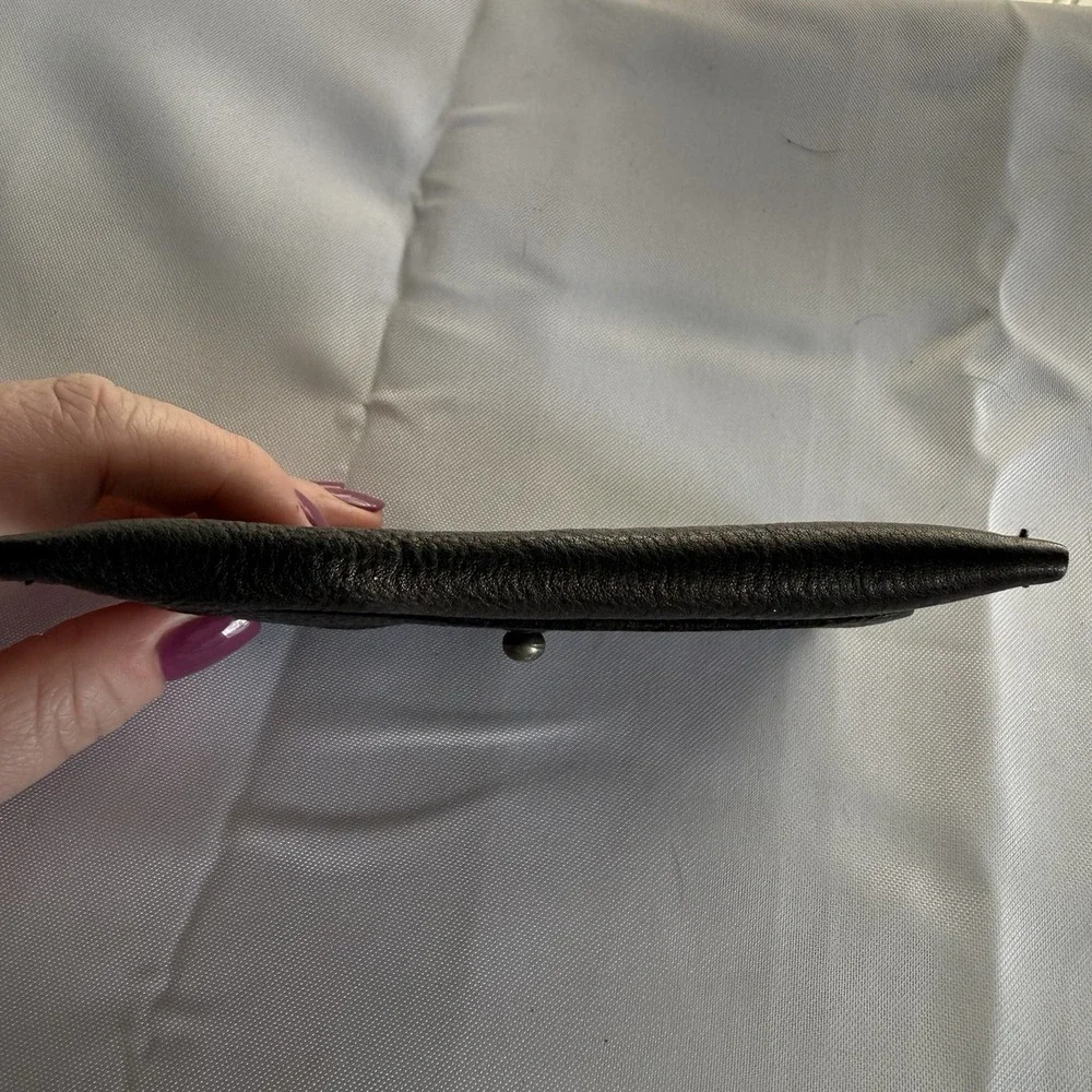 Free People Pulito Mini Wallet Leather Handmade Bi-Fold Pouch Black